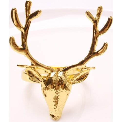 12pcs Christmas Table Ornaments Elk Napkin Ring Western restaurant Metal Napkin Buckle for Home Dinning Room Hotel Table Decor