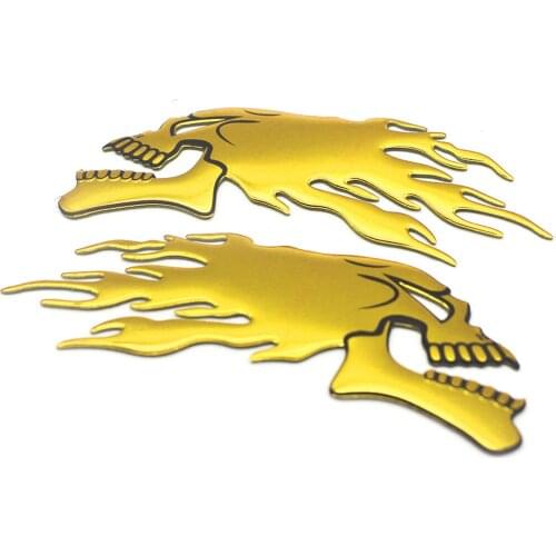2pcs Flame Decal Scooter Auto Truck Emblem DIY Styling Fashion Motorcycle Helmet Car Sticker Self Adhesive 3D Ghost Skull Head