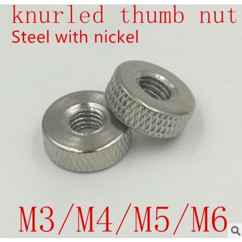 20pcs/lot m3 m4 m5 m6 steel with nickel round flat knurled thumb hand nut