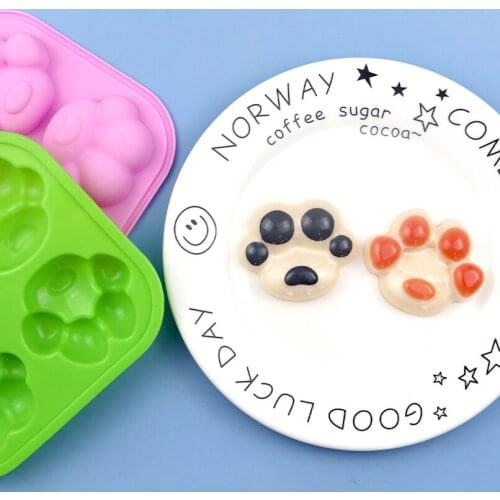 4 Even cat claw silicone cake molds handmade soap mold DIY baking tools fondant cake decorating mold pudding chocolate maker