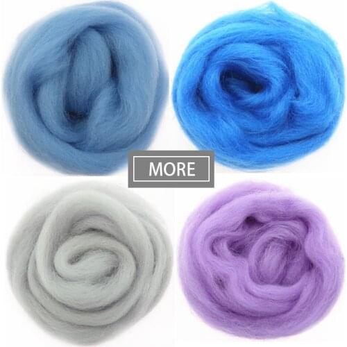 50/100g/bag Soft Felting Wool Tops Roving Wool Fibre for DIY Needle Felting & Wet Felting Doll Needlework Spinning