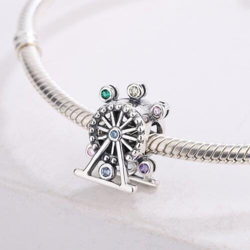925 Sterling Silver Colourful Ferris Wheel Bead Pendant Charm Bracelets DIY Making Fit Lady Bracelet Jewelry For Pandora