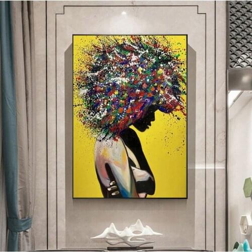 Abstract African Girl Women Canvas Painting Graffiti Posters And Prints Street Wall Art Pictures Home Decor Cuadros Decoration