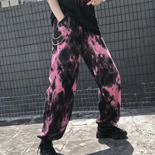Womens Pants Summer Street Hip-hop Trend Gradient Tie-dye Loose Casual Wide-leg Pants korean fashion Streetwear Trousers Womens