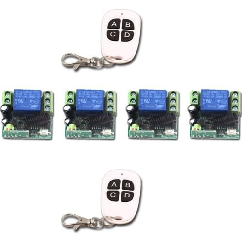 Household Smart Home DC12V Mini 315/433mhz 1CH Wireless RF Remote Control Instantaneous Switch 2Transmitter+4 Receiver Hot