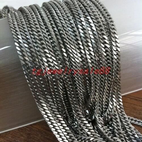 5/10M/Lot 4mm Wide Mens Womens Stainless Steel Silver Color Cuban Curb Link Chain Suit For DIY Necklace Wholesale In Bulk