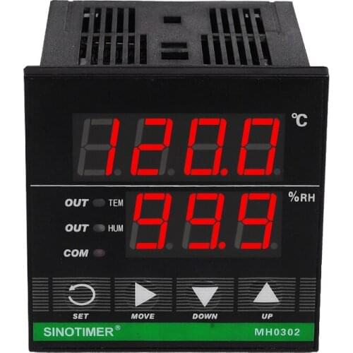 72*72 mm Digital Temperature and Humidity Controller MH0302 with Sensor for Heat Cool Humidification or Dehumidify