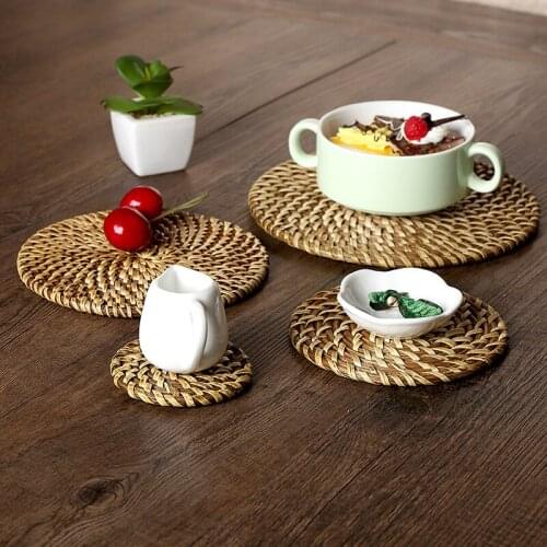 Rattan pot pad circle decoration table mat cup pad pad tea set props pad