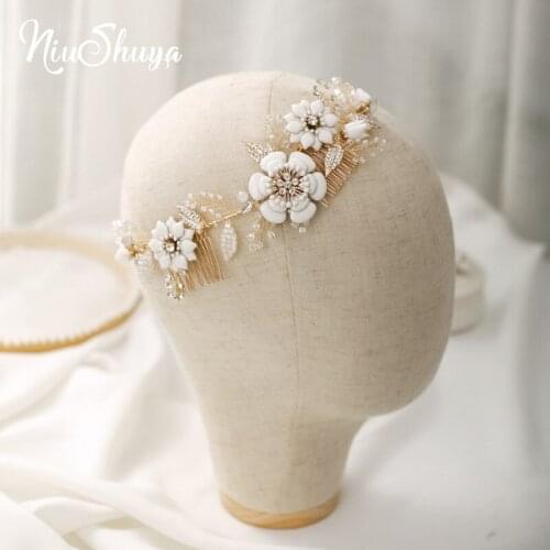 NiuShuya Trendy Flower Hair Jewelry Wedding Hair Comb Accessories Women Hair Comb Handmade Bridal Headpieces Decoration