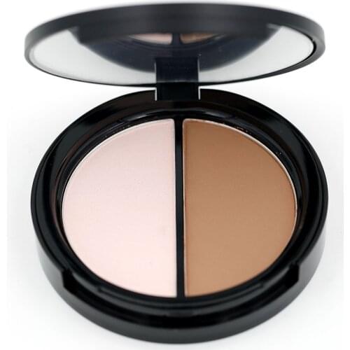 Makeup Face Highlighter & Bronzer Press Powder 1 pcs Two-color Highlight and Contour Palette Net 8.4g M1005
