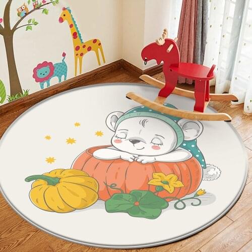 Good Quality Rug Childrens Flannel Carpet Rug Cute Bear Pumpkin Pattern For Baby Play Round Room In The Carpet Childrens