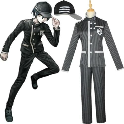 Game Danganronpa Saihara Shuichi Cosplay Costume Set Coat Pants Hat Cap Suit Props
