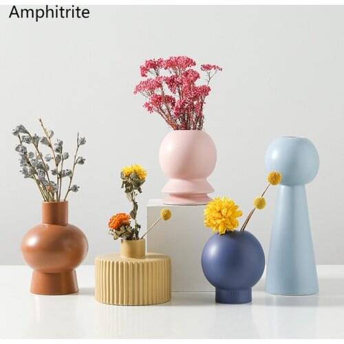Modern Nordic Style Ceramic Vase Home Room Be Decorating Flower Pots Head Table Flower Vase For Marriage Deco Rosa Wedding