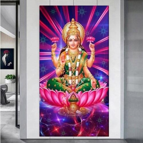 Square Round Drill 5D DIY Diamond Painting Lakshmi Pathakam Diamond Embroidery Cross Stitch Deuses Hindus God,Religion EE1974
