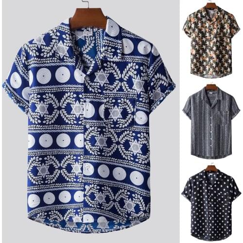 Fashion Casual Print Hawaiian Shirts Men Short Sleeve Shirt Vintage Summer Clothing Mens Handsome Camisa Casual Shirts 2021