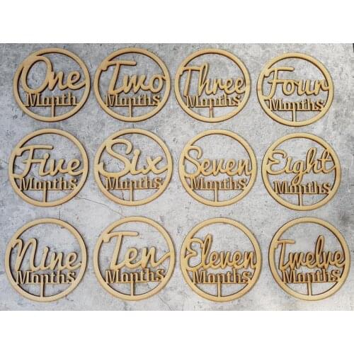 Wood cut out 12 Month Set Baby Milestone Cards Baby Photo Props