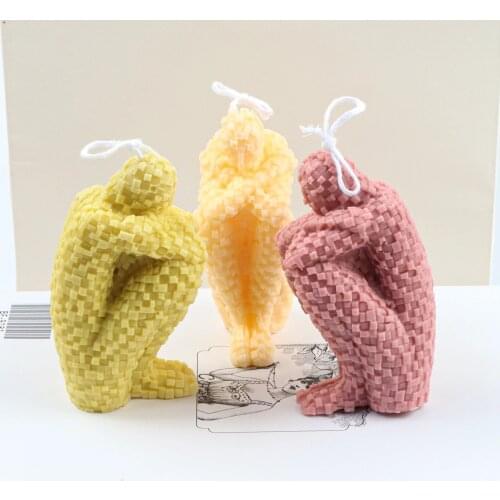 New Mosaic Meditator Ornaments Body Silicone Candle Mold for DIY Aromatherapy Candle Plaster Ornaments Epoxy Resin Soap Mould