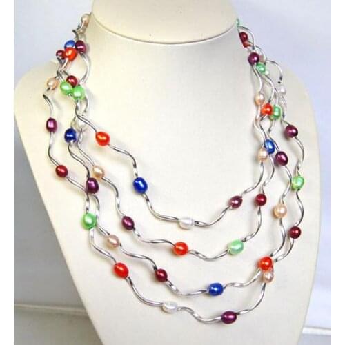 Unique Pearls jewellery Store 6-7mm White Rice Genuine Freshwater Pearl Necklace Charming Women Gift Fine Jewelry