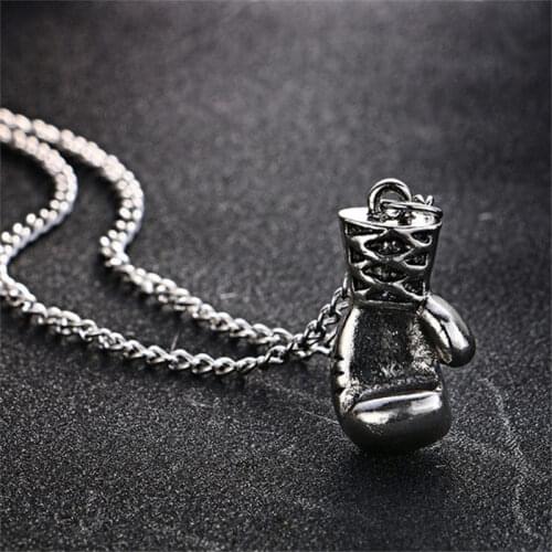 2016 Punk Style Stainless Steel Male And Female Fitness Boxing Glove Pendant Necklace Fists Knuckle