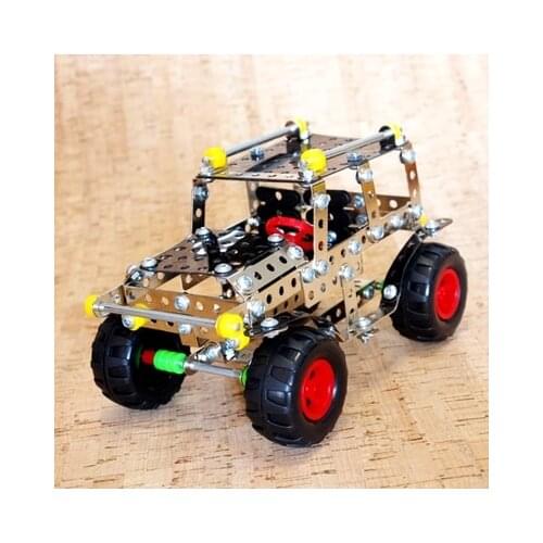 Hot Childrens educational creative construction toys, metal assembled building kit DIY jeep model assembly model