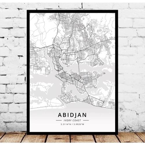 Abidjan Ivory Coast Map Poster