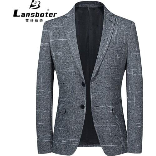 Slim Fit Design Blazer Men High Quality Gray Two Buttons Suit Jacket Men Business Wedding Party Male Suit Coats Masculino FS-204