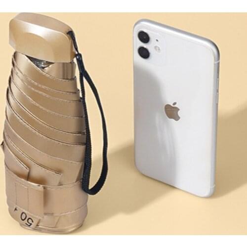 Phone Size Womens Umbrella Anti UV Umbrella Mini Pocket Umbrella Male Man Ultralight Rain Sun Umbrella 6 Folding Parasol