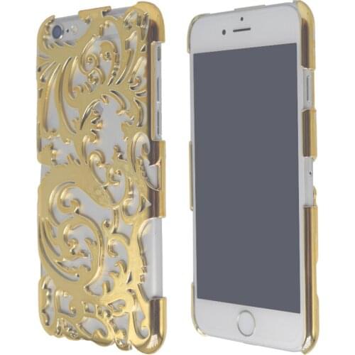 Artistic Flower Carving Cooling Phone Case For iPhone 6 6S Plus 5.5 Luxury Hollow-Out Plastic Plating Phone Accessories Cover