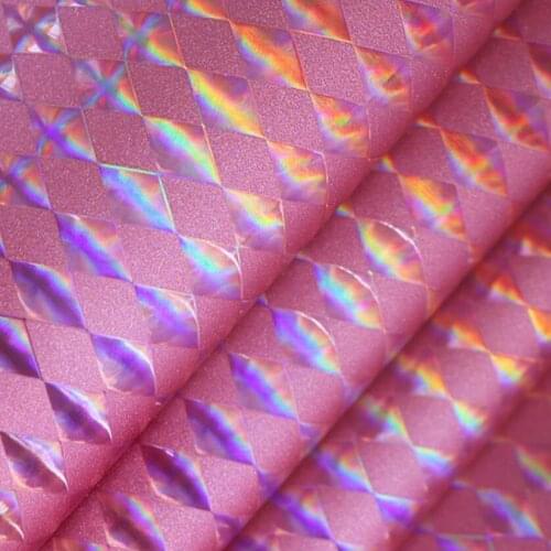10 yards*137cm roll frosted matte rhombus laser artificial leather Bronzed embroidered shoe material holographic PU leather