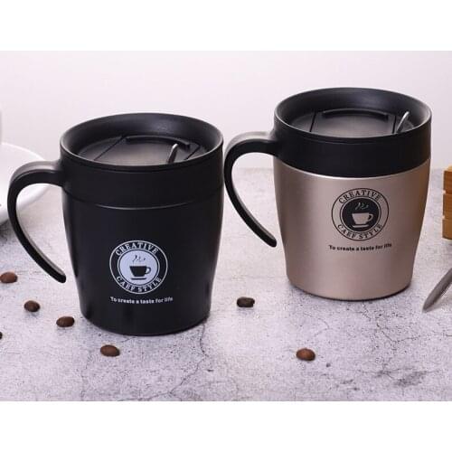 Stainless Steel Thermos Coffee Mugs Office Tumbler Cup With Handle