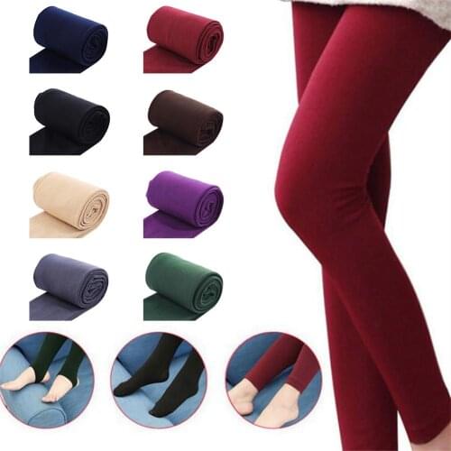 2019Black friday autumn winter women thick warm leggings bright colors matte charcoal stretch fleece pants trample leg leggings
