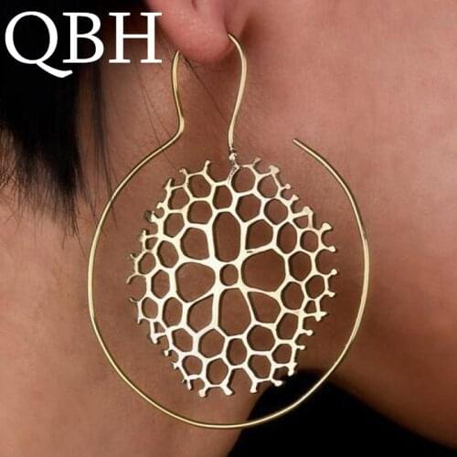 Punk Gold Sliver Hollow Spiral Dangle Earrings Women Ladies Gypsy Tribal Gear Drop Earring Large Circle Festival Jewelry