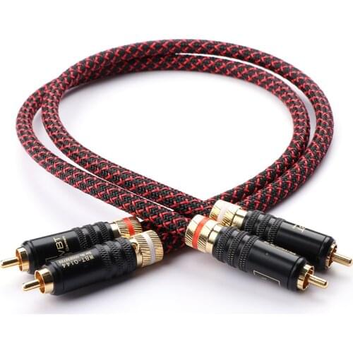 1 pair High Quality Hifi Audio Pure Copper HiFi Audio cable RCA interconnect cable with WBT-0144 RCA connector plug