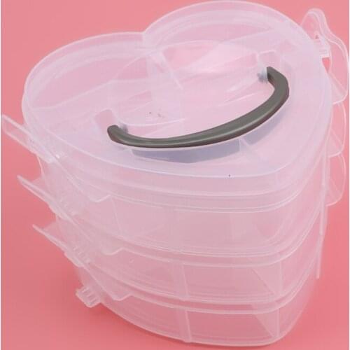 1PC New Love Small Three Layers Office Organize Storage Box Transparent PP Plastic Jewelry Box Storage