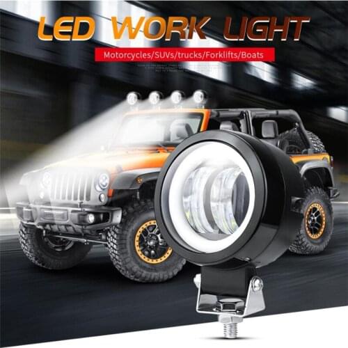 20W LED Work Light Angel Eyes Light Bar Spot Light 3Inch 12V 24V Motorcycle Offroad Car SUV Truck Bicycle Driving Fog Lamp Light