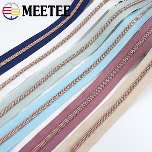4Meters 5# Colored Cloth Rose Gold Teeth Plastic Coil Zippers Bag Nylon Zipper for Sewing DIY Zips Garment Accessories