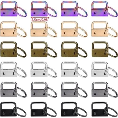 42Pcs 6 Colors 25mm Key Fob Hardware with Split Rings Wristlet Tail Clip DIY Kits for Luggage Wrist Strap Lanyard Clasp