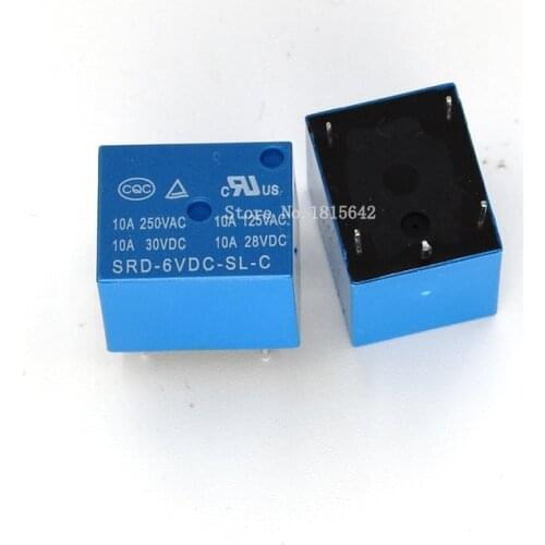 5PCS/LOT SRD-06VDC-SL-C SRD-06 5 Pins 6V 10A DC Coil PCB Relay