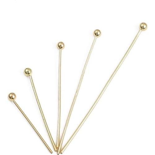 50pcs/lot 16/20/25/30/35mm 18k Gold Plated Copper Ball Head Pins Headpins For DIY Jewelry Making Ball Needles Accessories