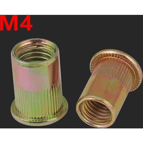 500pcs Thread M4 Rivet Nut Carbon steel Yellow zinc plated Insert Nut Blind Rivet nut Inserts Countersunk Head Rivet Nut Rivnut