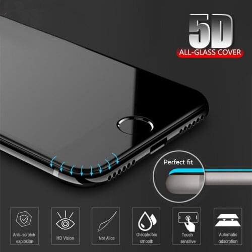5D Curved Full Cover Tempered Glass For Iphone 7 Screen Protector Film For Iphone 7 Full Glue Cover Glass For Apple Iphone7 Film