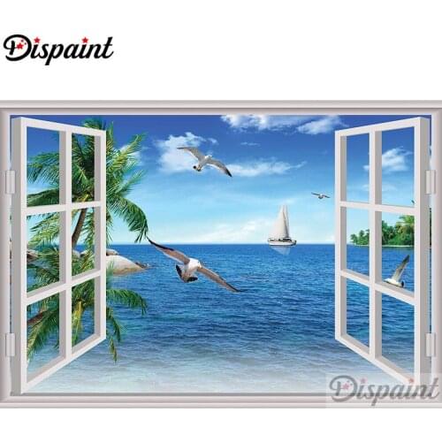 Dispaint Full Square/Round Drill 5D DIY Diamond Painting "Sea view" Embroidery Cross Stitch 3D Home Decor A12105