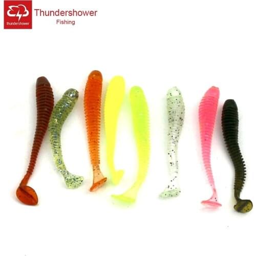 Big Sale 50pcs/pack T Tail Bait Long Tail Fishing Lure Artificial Soft Bait Grub Worm Fishing Lures 5cm About 37g/pack