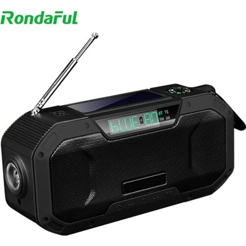 Emergency Hand-cranked Radio with LED Display SOS Alarm Mobile Phone Charger AM FM 5000mAh Waterproof Weather Solar Radio