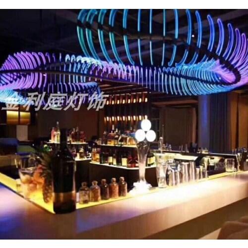 Hotel lobby engineering lights custom color chandelier KTV hall bar bar LED art style rotating chandelier