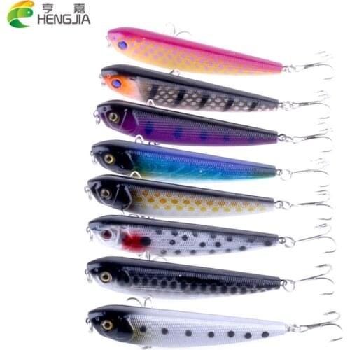 HENGJIA 40pcs 8.5cm/9.8g topwater pencil fishing lures wobbler pike carp trout perch peche fishing baits pesca fishing tackles