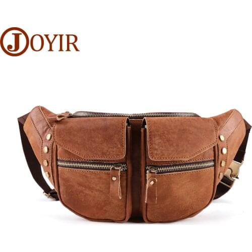 JOYIR Men Chest Bag Genuine Leather Men Messenger Bag Casual Crossbody Bag Fashion Mens Handbag Male Travel Shoulder Chest Bag