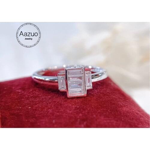 Aazuo 18K Solid White Gold Real Natrual Diamonds 0.35ct Engagement Ladder Ring Gift For Woman High Class Banquet Party Au750