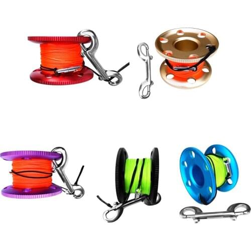 MagiDeal Blue Aluminum Alloy Compact Finger Reel Tech Spool & 20m Line Bolt Snap for Scuba Diving Snorkeling Applications