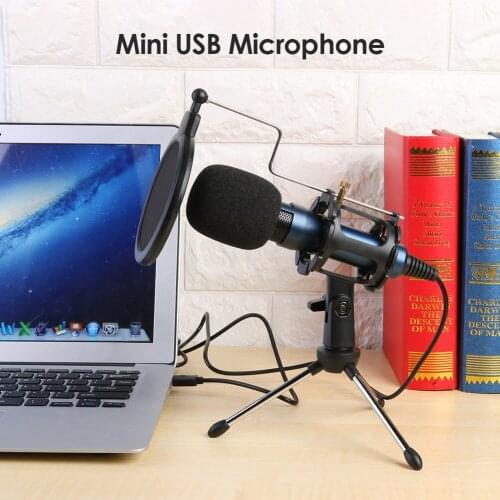 USB Condenser Microphone With Shock Mount Windscreen Mini Tripod Recording Gaming Mic For PS4 Computer PC Portable Audio
